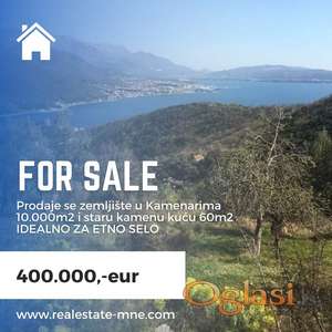 Prodajem zemljište u Kamenarima  površine 10.000m2 i staru kamenu kuću 60m2